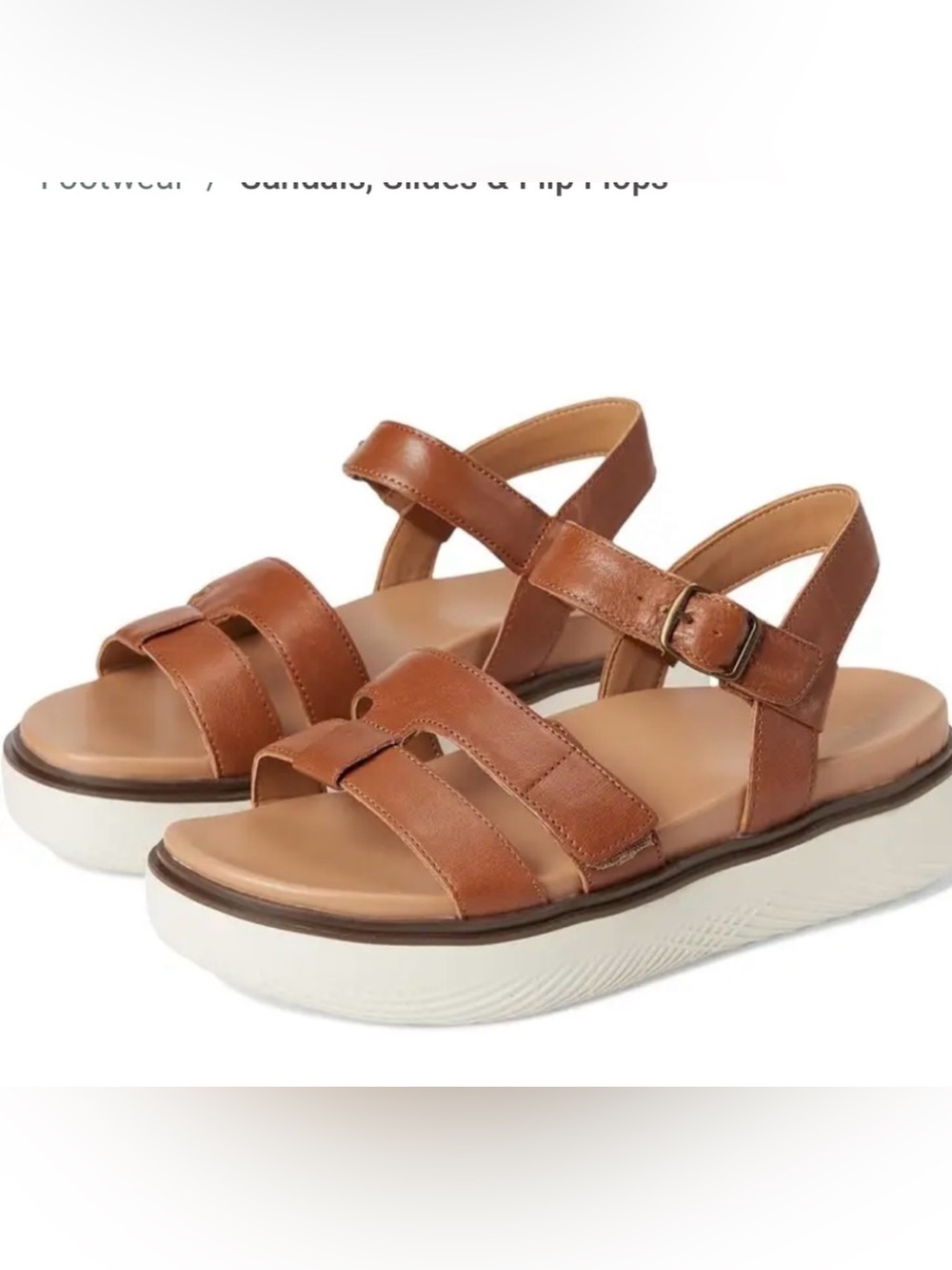 Vionic Solana Cognac Leather Platform Sandals – Size 7.5
